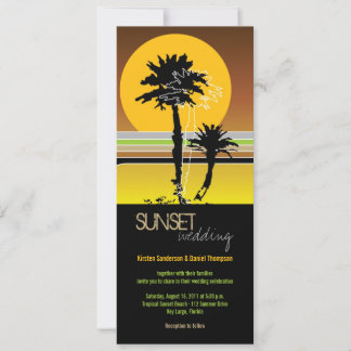 Invitación y recepción de boda tropical retro-atar