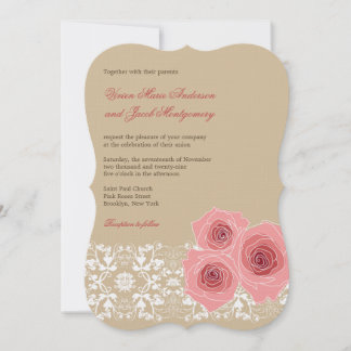 Invitación y recepción de casamiento de damasco de