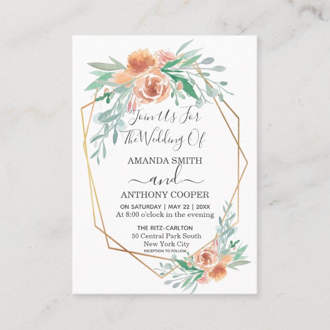 Invitación y Rsvp para presupuesto elegante y orig (Anverso)