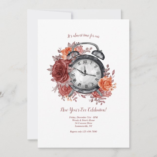 Invitación Ya casi es hora de la víspera de Año Nuevo (Anverso)