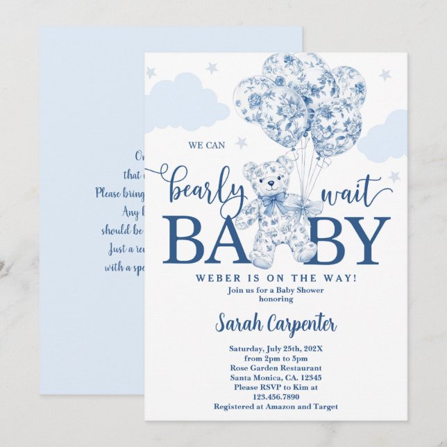 Invitación Ya podemos esperar a la cervecería Baby Shower Boy (Anverso / Reverso)