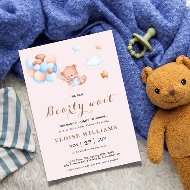 Invitación Ya podemos esperar los globos de oso Pink Teddy (Subido por el creador)