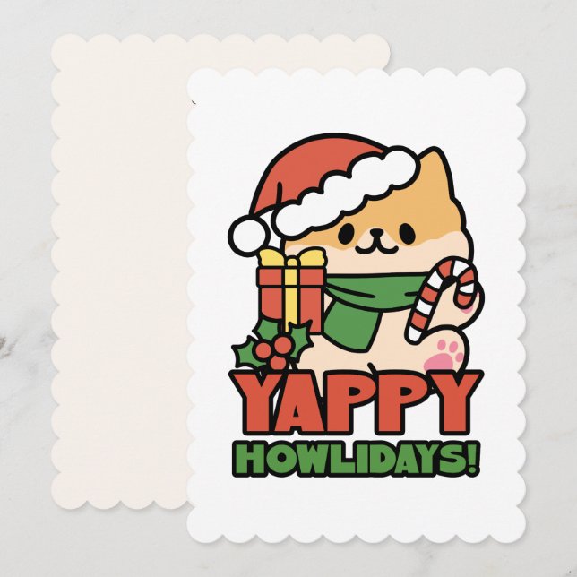 Invitación Yappy Howlidays - Personalizado de perros Navidade (Anverso / Reverso)
