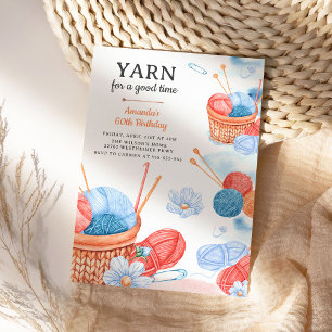 Invitación Yarn por la fiesta de cumpleaños de Crochet