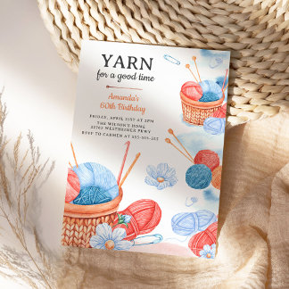 Invitación Yarn por la fiesta de cumpleaños de Crochet