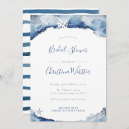 Invitación Yate acuarela Indigo Gray Bridal Shower
