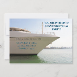 Invitación Yate blanco en el Océano 60 cumpleaños del barco