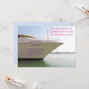 Invitación Yate blanco en un divertido barco de soltera en el