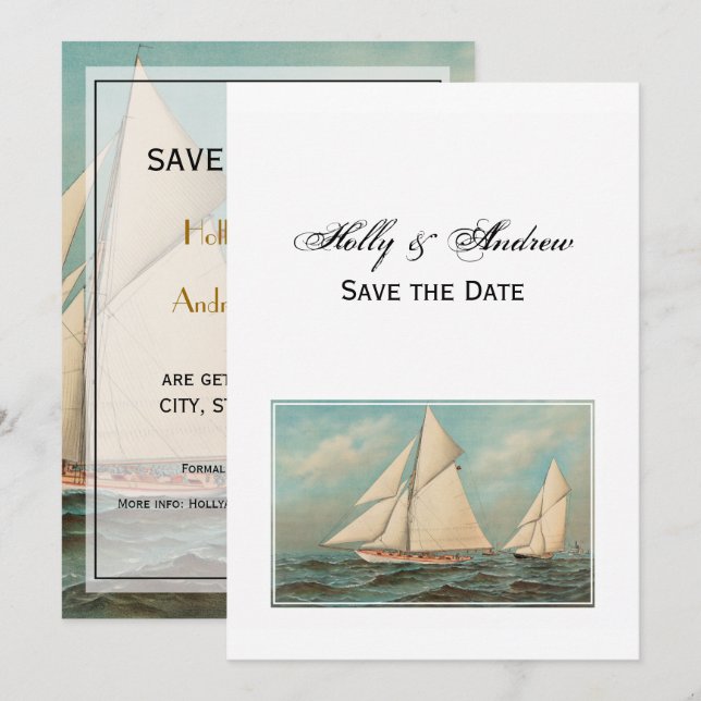 Invitación Yates Náuticos Vintage en Competencia #1 Reservar  (Anverso / Reverso)