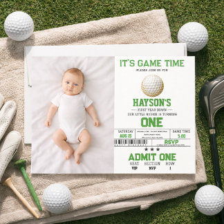 Invitación  Year Down, Golf On! 1st Birthday Party Photo