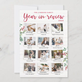 Invitación Year in Review Christmas Card Monthly Photos