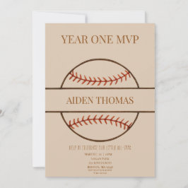 Invitación Year One MVP Baseball First Birthday Invitation