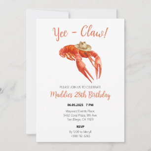 Invitación Yee Claw Crawfish Boil Watercolor Cumpleaños