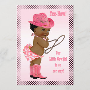 Invitación ¡Yee-Haw! Baby Shower de niñita de etnia negra