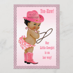 Invitación ¡Yee-Haw! Baby Shower de niñita étnica