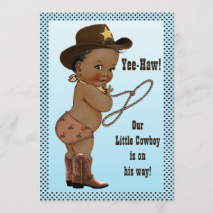 Invitación ¡Yee-Haw! Baby Shower étnico de los pequeños vaque