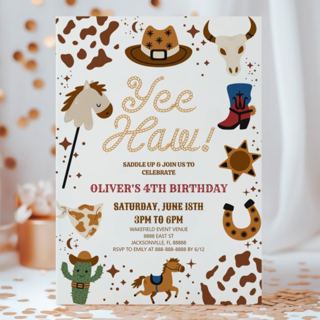 Invitación ¡Yee Haw! Partido del cumpleaños del Rodeo de Cowb (Subido por el creador)