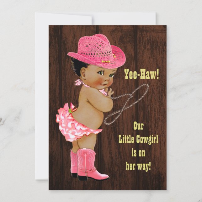Invitación ¡Yee-Haw! Pequeña vaquera étnica Baby Shower (Anverso)