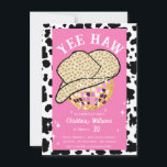 Invitación Yee Haw Pink Cowgirl Disco Rodeo 30 cumpleaños<br><div class="desc">Reúne a sus vaqueros y vaqueras para una fiesta de cumpleaños con temática occidental. Moderno gorra estrellado de vaquero y personalizable de baile disco invitación para cualquier edad en color rosa.</div>