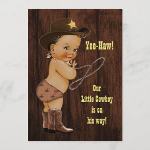 Invitación ¡Yee-Haw! Rústica Baby Shower de un niño de raza n