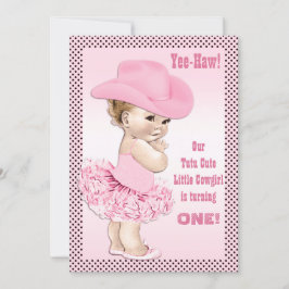 Invitación ¡Yee-Haw! Tutu Cute Little Cowgirl Baby Birday