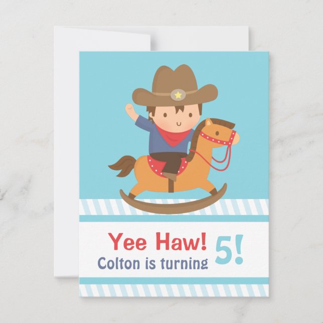 Invitación Yee Haw Western Cowboy Kids Birday Fiesta (Anverso)