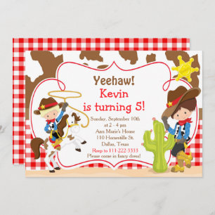 Invitación Yeehaw Cowboy partido de cumpleaños occidental