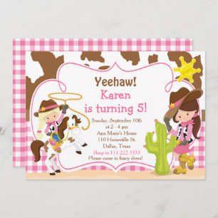 Invitación Yeehaw Cowgirl Partido del Cumpleaños Occidental