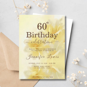 Invitación Yellow 60 Fabulous Floral Birthday Party