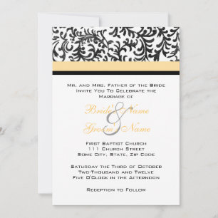 Invitación Yellow and Black Wedding Invitation