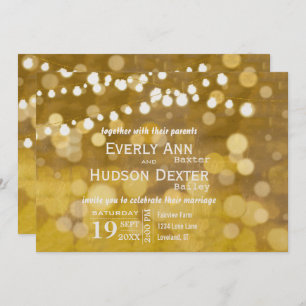 Invitación Yellow and Gold Forest Lights Garland Boda