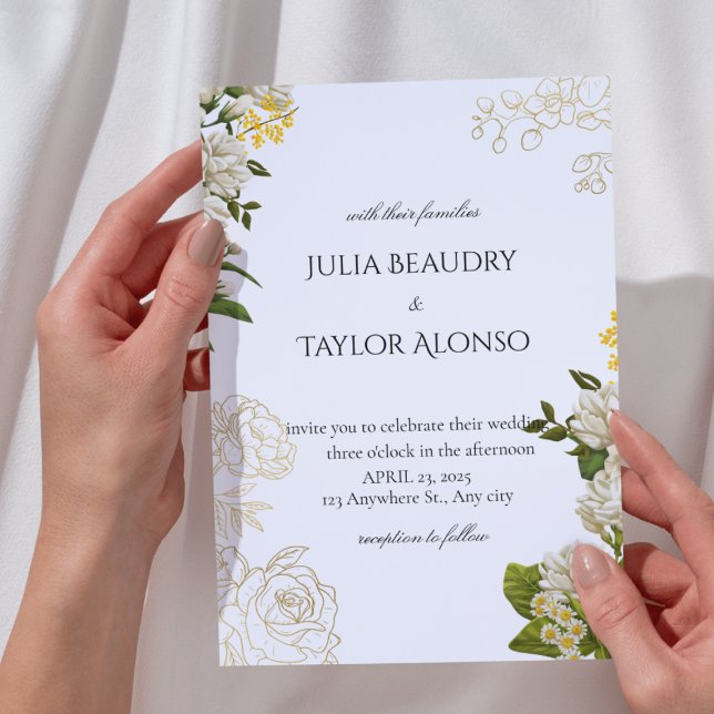 Invitación Yellow and White Floral Invitation | Soft Elegant  (Subido por el creador)