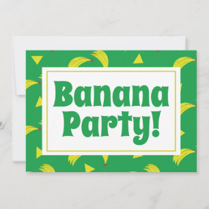 Invitación Yellow Banana Confetti Yellow Fiesta Birday Green