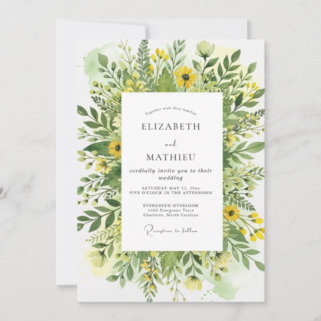 Invitación Yellow Blissful Meadow Wedding (Anverso)