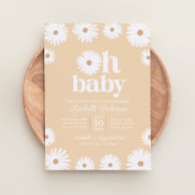 Yellow Boho Daisy Floral Girl Baby Shower