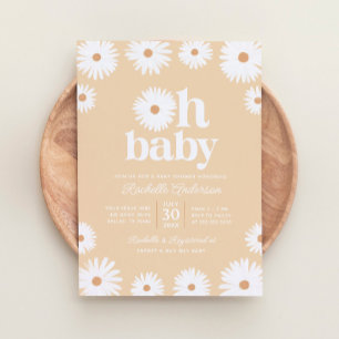 Invitación Yellow Boho Daisy Floral Girl Baby Shower