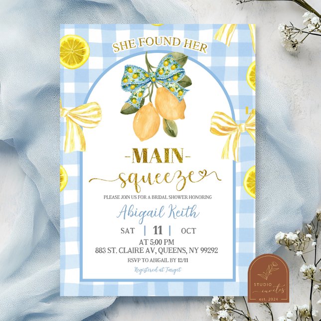 Invitación Yellow Bow Lemon Bridal Shower Invitation (Subido por el creador)