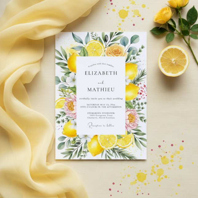 Invitación Yellow Citrus Blossom Romance Wedding (Subido por el creador)