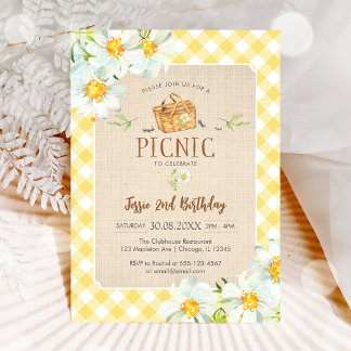 Invitación Yellow Classic Picnic Birthday Invitation