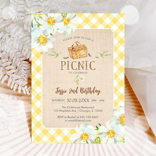 Invitación Yellow Classic Picnic Birthday Invitation (Subido por el creador)
