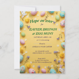 Invitación Yellow colorful  Easter BRUNCH & HUNT
