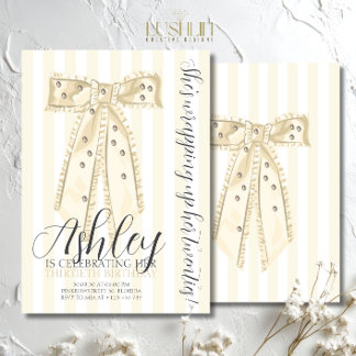 Invitación Yellow Coquette Bow Elegant Thirtieth Birthday