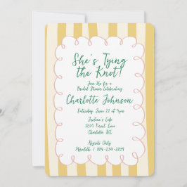 Invitación Yellow Cream Striped She's Tying the Knot Bridal
