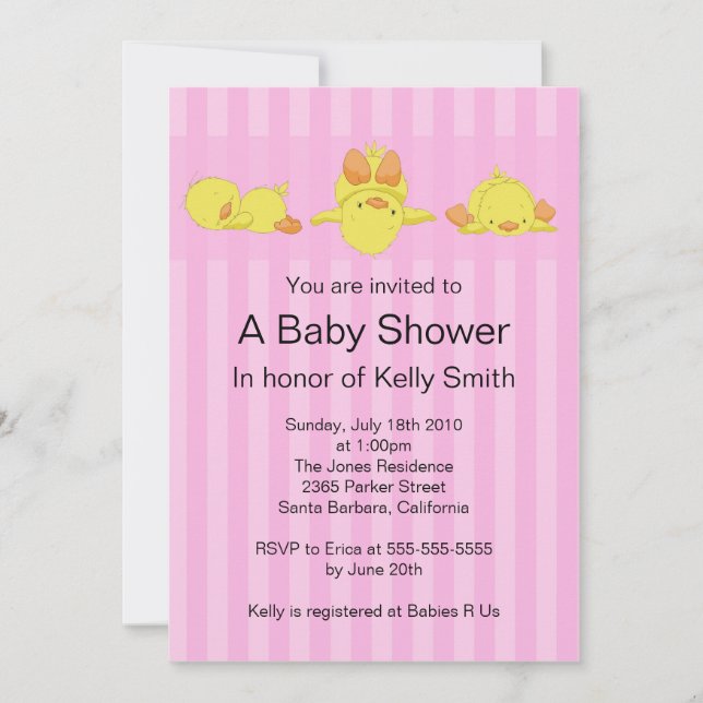 Invitación Yellow Duck Baby Shower Invitation (Anverso)