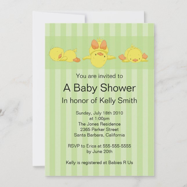 Invitación Yellow Duck Baby Shower Invitation (Anverso)