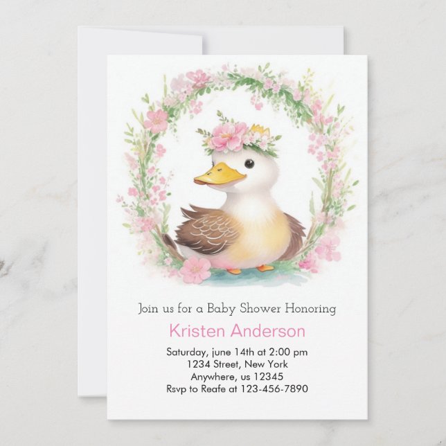 Invitación Yellow Duckling Dreams Chica Baby Shower (Anverso)