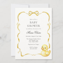 Invitación Yellow Ducky y Ribbons Baby Shower