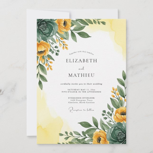 Invitación Yellow Emerald Radiant Spring Wedding (Anverso)