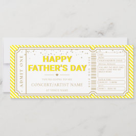 Invitación Yellow Father's Day Concert Ticket Gift Voucher