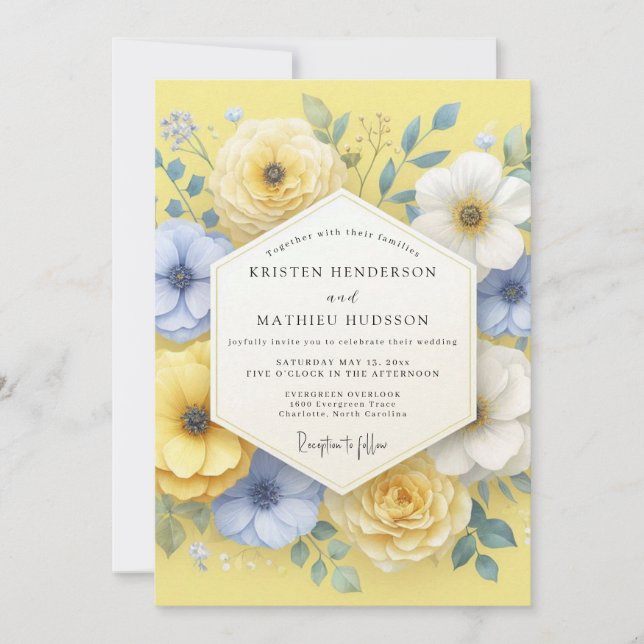 Invitación Yellow Floral Blossom Wedding (Anverso)